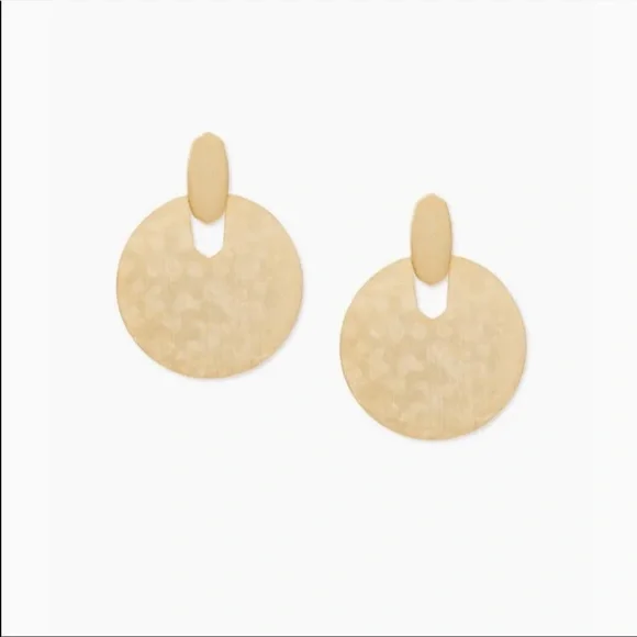 NWOT Kendra Scott Didi Gold Statement Earrings - Picture 2 of 8